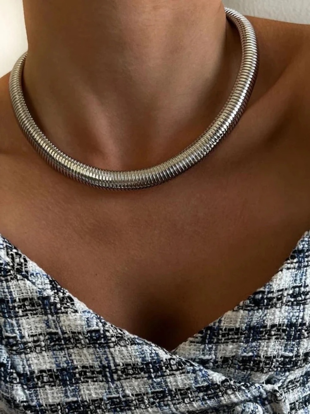 Stainless Steel Silver Snake Chain Necklace Thick Choker Tarnish Free